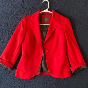 The Limited 3/4 Sleeve Red Blazer, Polka Dot Interior